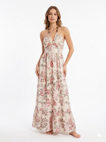 Sunset Flora Ruffle Dress